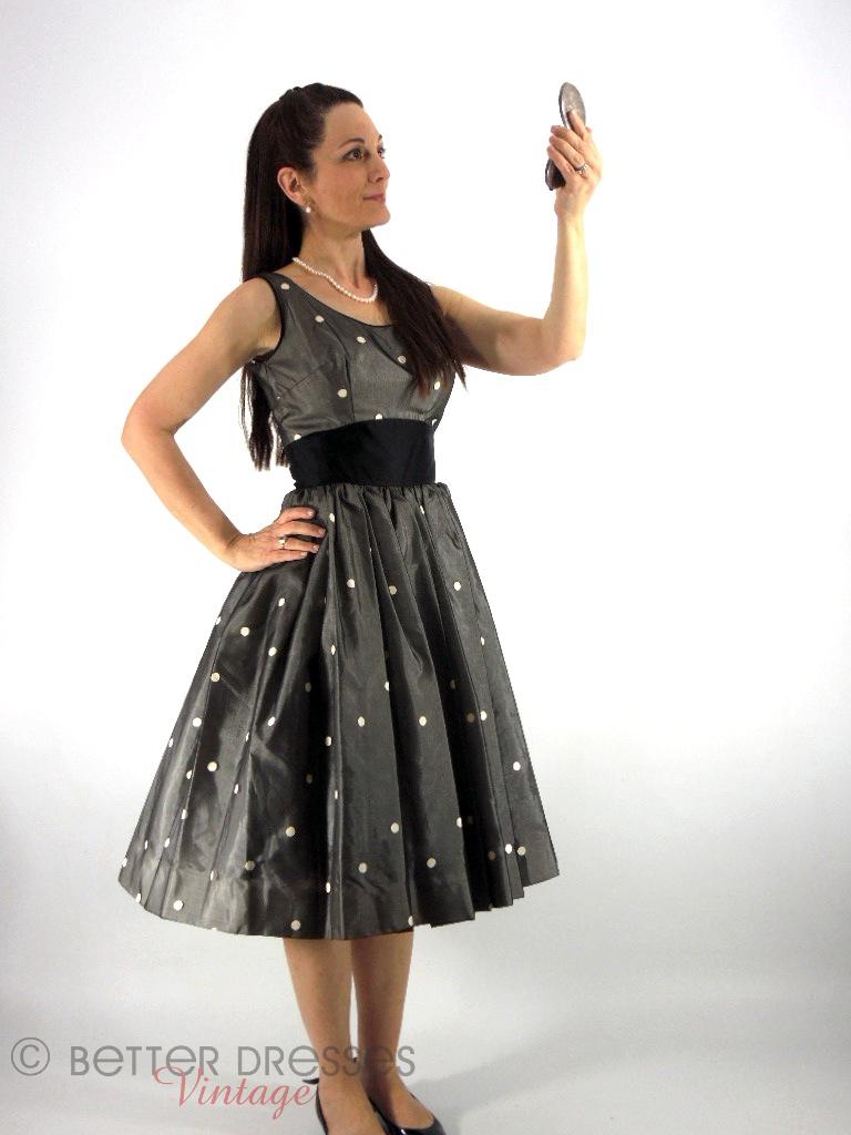 50s Black and White Polka Dot Party Dress - SM 50s Black and White Polka Dot Party Dress - SM