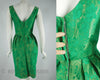 Robe de cocktail en brocart vert années 50 - sm