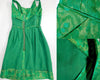 Robe de cocktail en brocart vert années 50 - sm