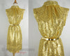 Robe de cocktail mod ceinturée dorée des années 60