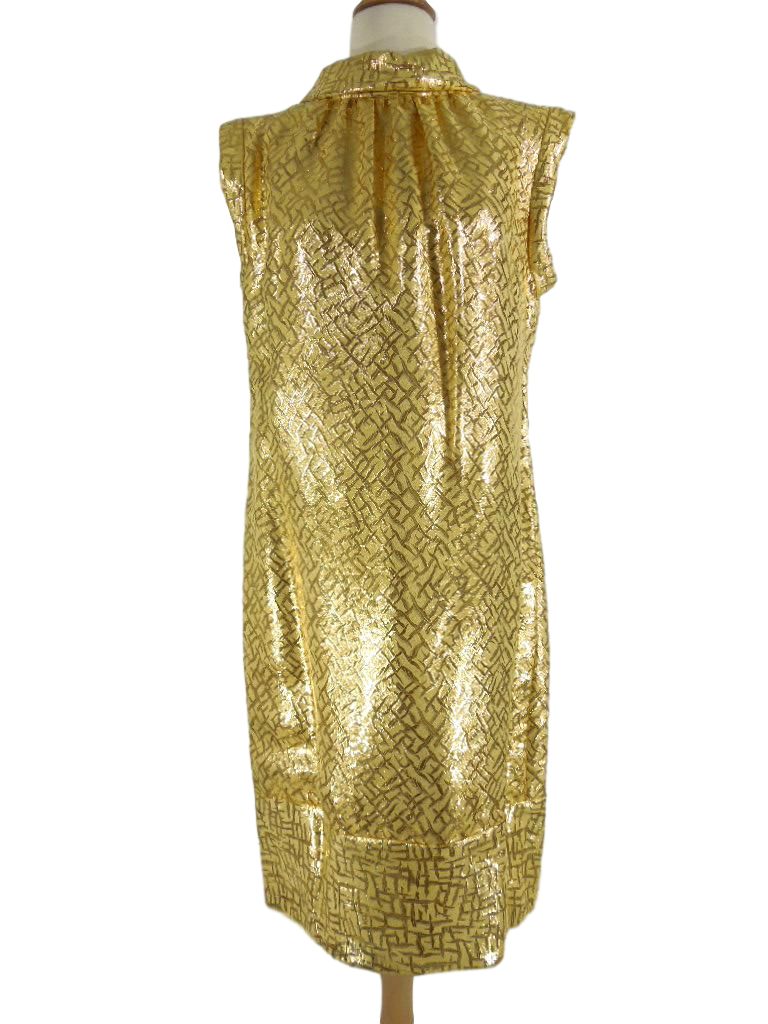 60s Gold Metallic Shift Dress - no belt