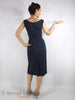 50s Navy Blue Sheath Dress - back view