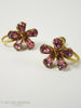 1940s Pink Rhinestone Flower Screwback Earrings - flat