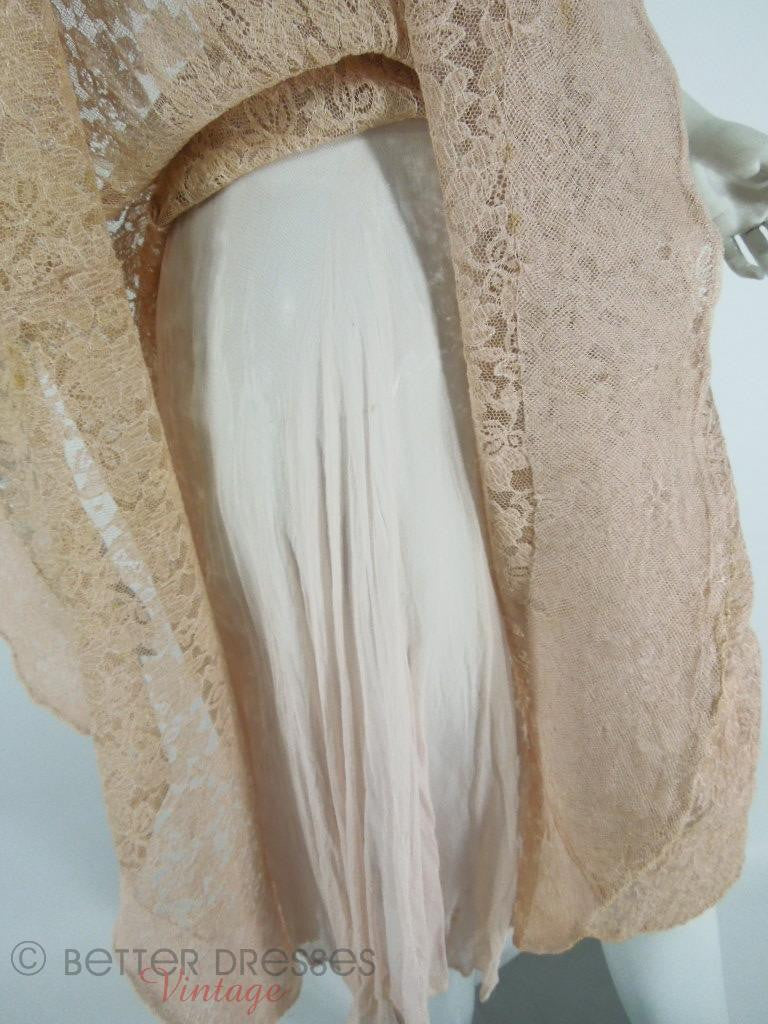 Vintage 1940s Peach Beige Lace Dress With Full Skirt - small Better Dresses Vintage Vintage 1940s Peach Beige Lace Dress With Full Skirt - small Better Dresses Vintage