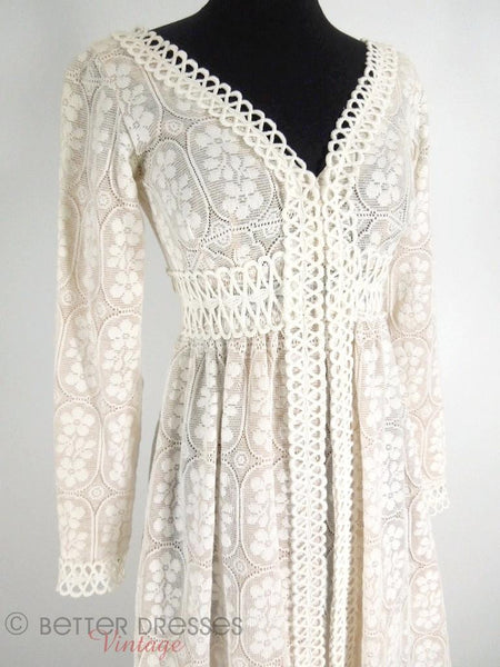 Vintage 60s Lillie Rubin lace wedding gown maxi dress at Better Dresses Vintage. - close angle view