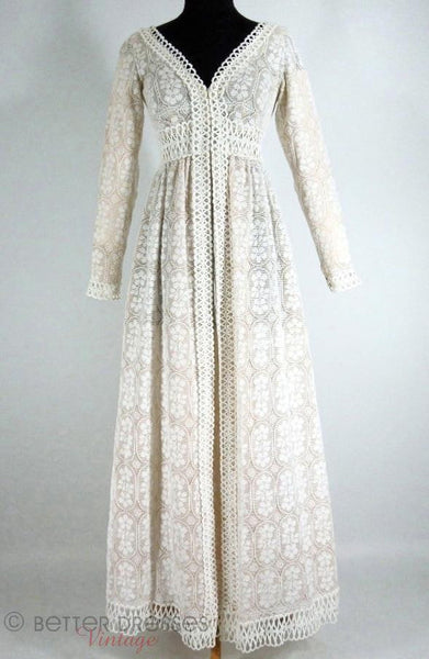 Vintage 60s Lillie Rubin lace wedding gown maxi dress at Better Dresses Vintage. - overview front
