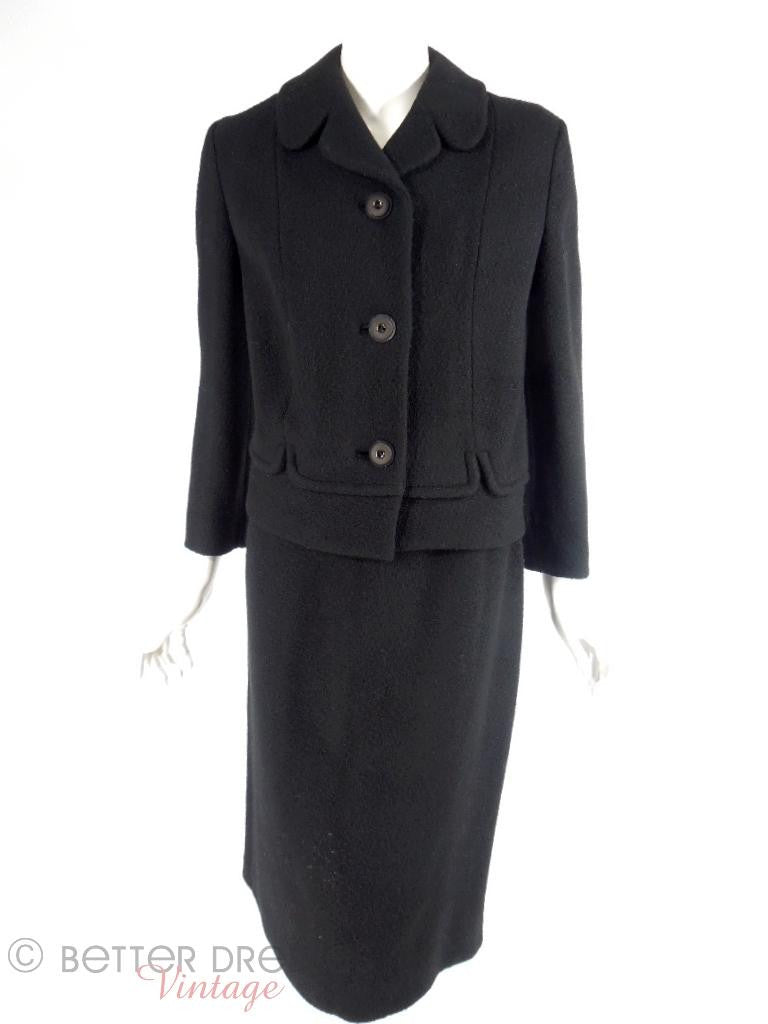 60s Black Boucle Suit