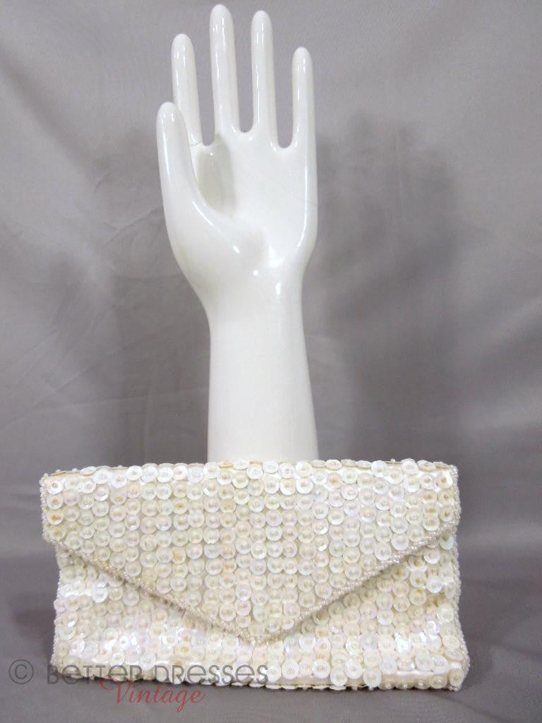Gorgeous 50s Walborg Glass Beaded Satin Evening Bag Purse Made In