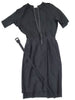60s Sheath Dress in Black Silk - Int View With Belt