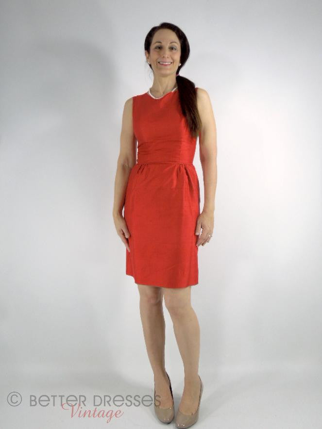 50s/60s Red Silk Sheath Dress 50s/60s Red Silk Sheath Dress