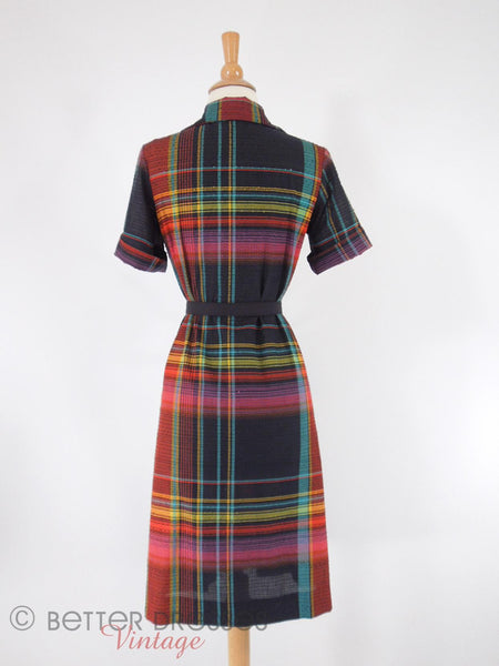 60s Zip-Front Scooter Shift Dress - with belt, back