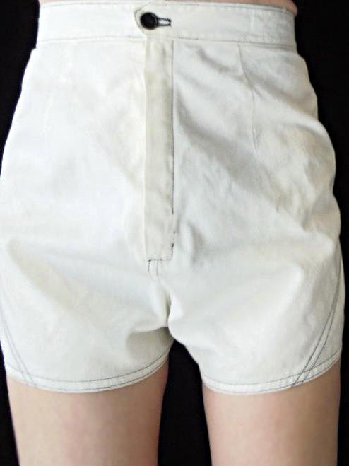 50s High-Waist Shorts - on a person, front