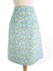 Vintage 60s Skirt A Line in Aqua Blue Quilted Floral