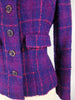 Tailleur jupe des années 60/70 en plaid boucle violet