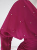 80s Raspberry Crepe Cocktail Dress - sleeve detail