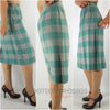 40s/50s Aqua Blue Plaid Cotton Flannel Skirt - side views