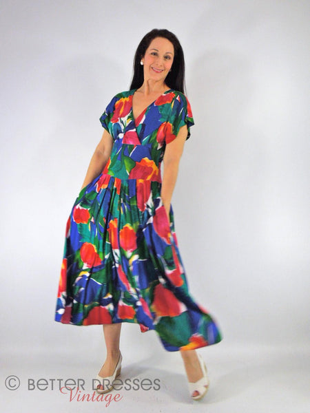 80s Bright Cross-Front Dress - view 1