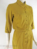 1950s Slim Dress in Golden Olive Silk - close