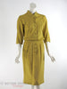 1950s Slim Dress in Golden Olive Silk - front