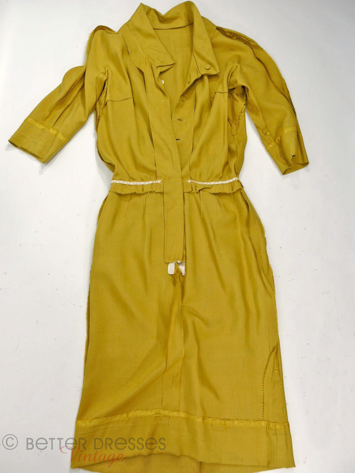 Authentic 1950s Wiggle Dress in Golden Olive Silk - sm Better Dresses Vintage Authentic 1950s Wiggle Dress in Golden Olive Silk - sm Better Dresses Vintage