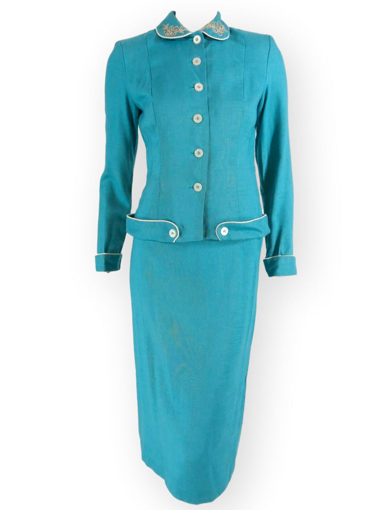 50s Turquoise Skirt Suit