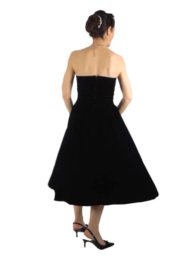 80s Black Velvet Strapless Party Dress - sm 80s Black Velvet Strapless Party Dress - sm