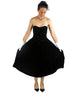 80s Black Velvet Strapless Dress - sm