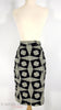 Vintage Black & White Geometric Print Pencil Skirt