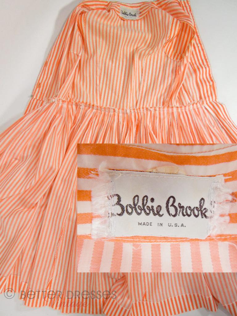 50s/60s Orange Stripes Full Skirt Shirtwaist by Bobbie Brooks