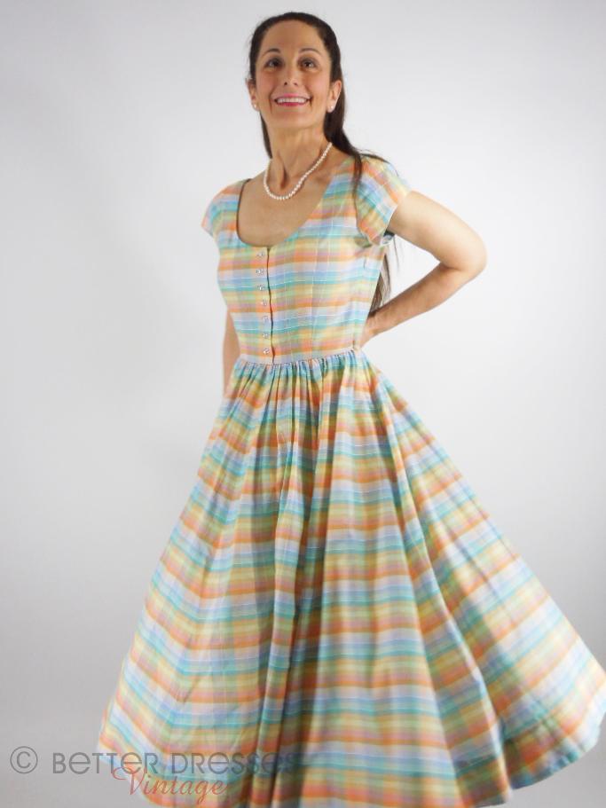 pastel 50s dress Vintage 1950's Floral Pastel Day Dress