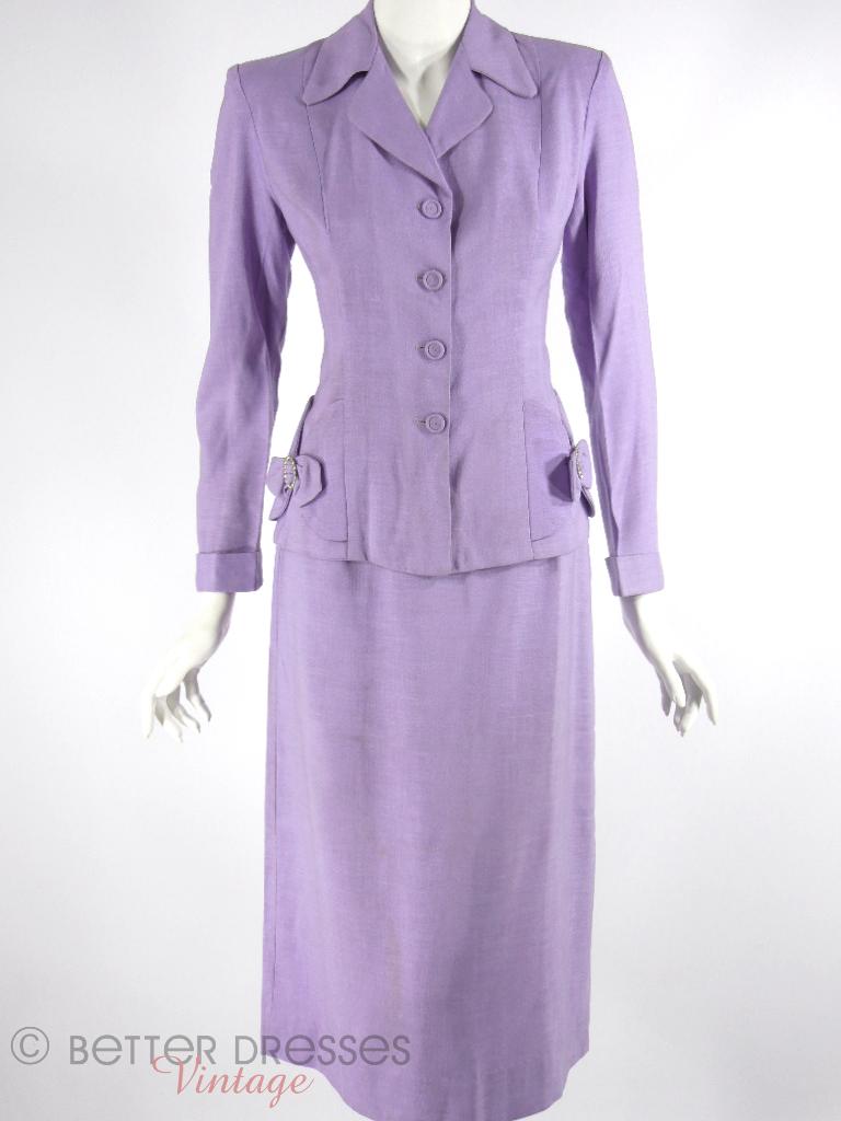 1940s 1950s Skirt Suit in Lavender Linen – Better Dresses Vintage