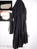 Robe noire Boho des années 70 avec garniture ethnique