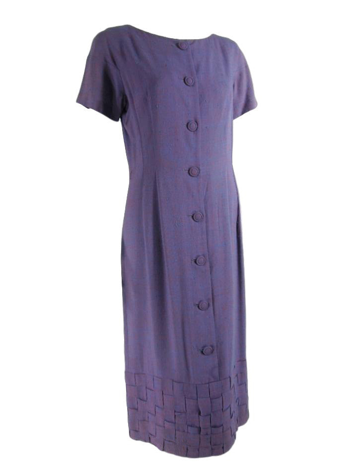 50s Purple Dress With Woven Hem Detail – Better Dresses Vintage