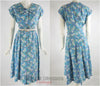 1940s House Dress Blue and Purple Floral by Kenrose - with belt