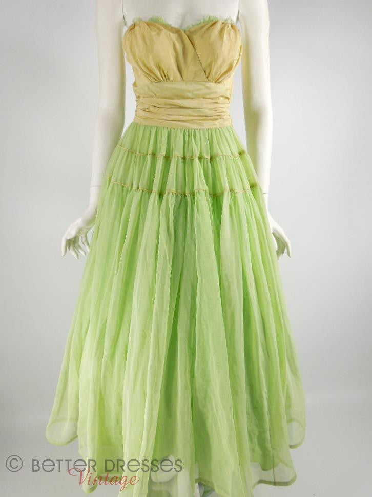 40s Lime Green Strapless Dress - front