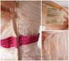 Robe de soirée rose sans bretelles longueur thé années 50