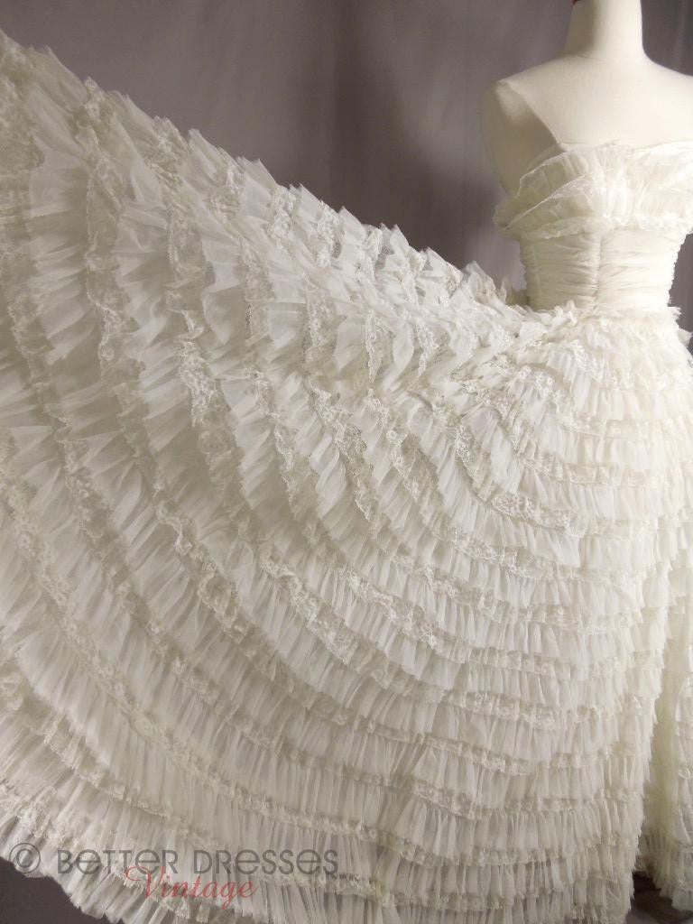 50s White Lace Strapless Gown Wedding Dress Better Dresses Vintage 50s White Lace Strapless Gown Wedding Dress Better Dresses Vintage