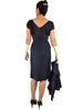 50s/60s Dress & Bolero Set in Navy Blue Silk