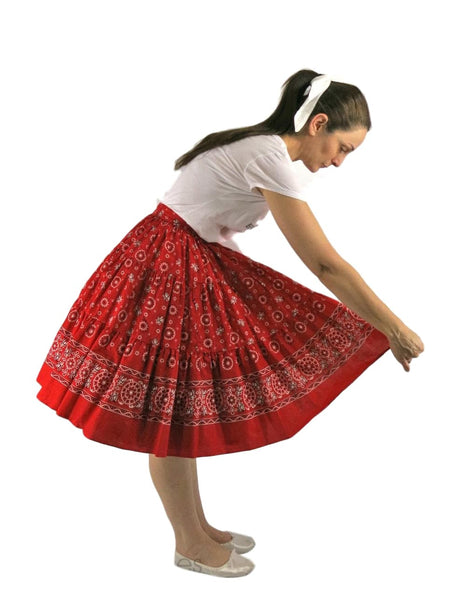 50s Red Bandana Print Full Circle Skirt