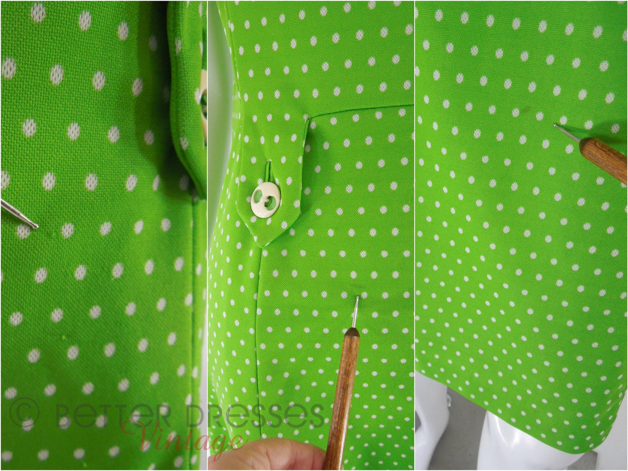 Vfg 60s or 70s Lime Green Mod Polka Dot Shift Dress - med Better Dresses Vintage Vfg 60s or 70s Lime Green Mod Polka Dot Shift Dress - med Better Dresses Vintage