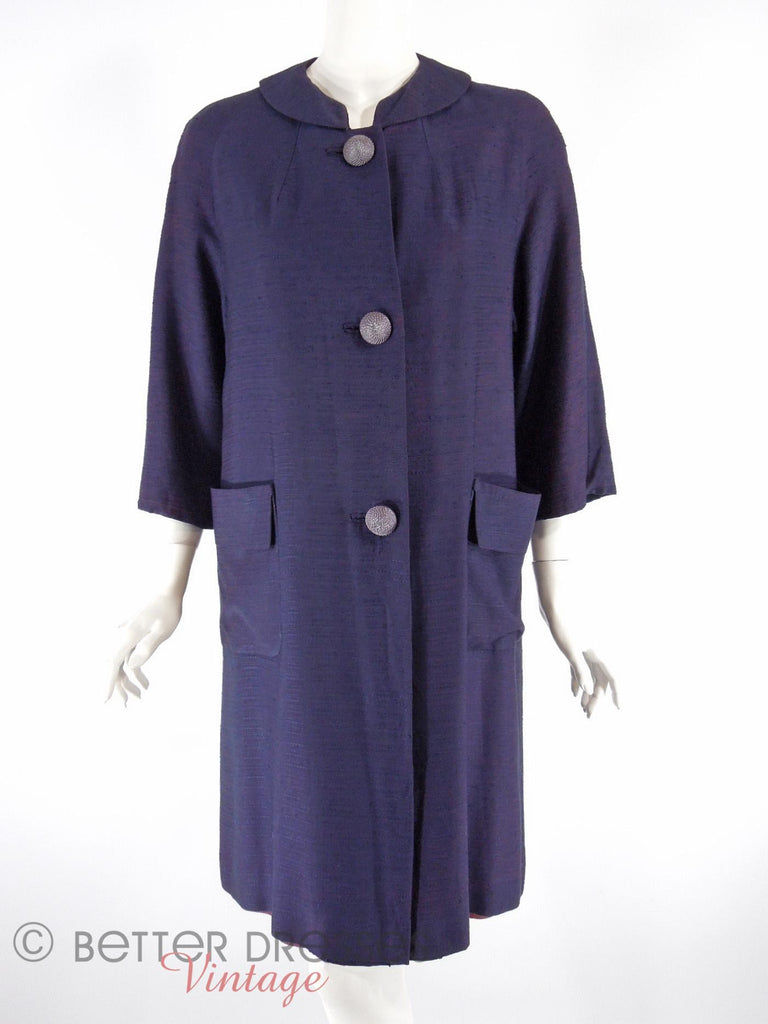 60s Navy Blue Swing Coat - front