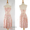 50s Silk Party Dress With Pink Roses - no crinoline