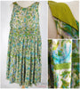 Vintage silk floral dress in blue and green - interior details