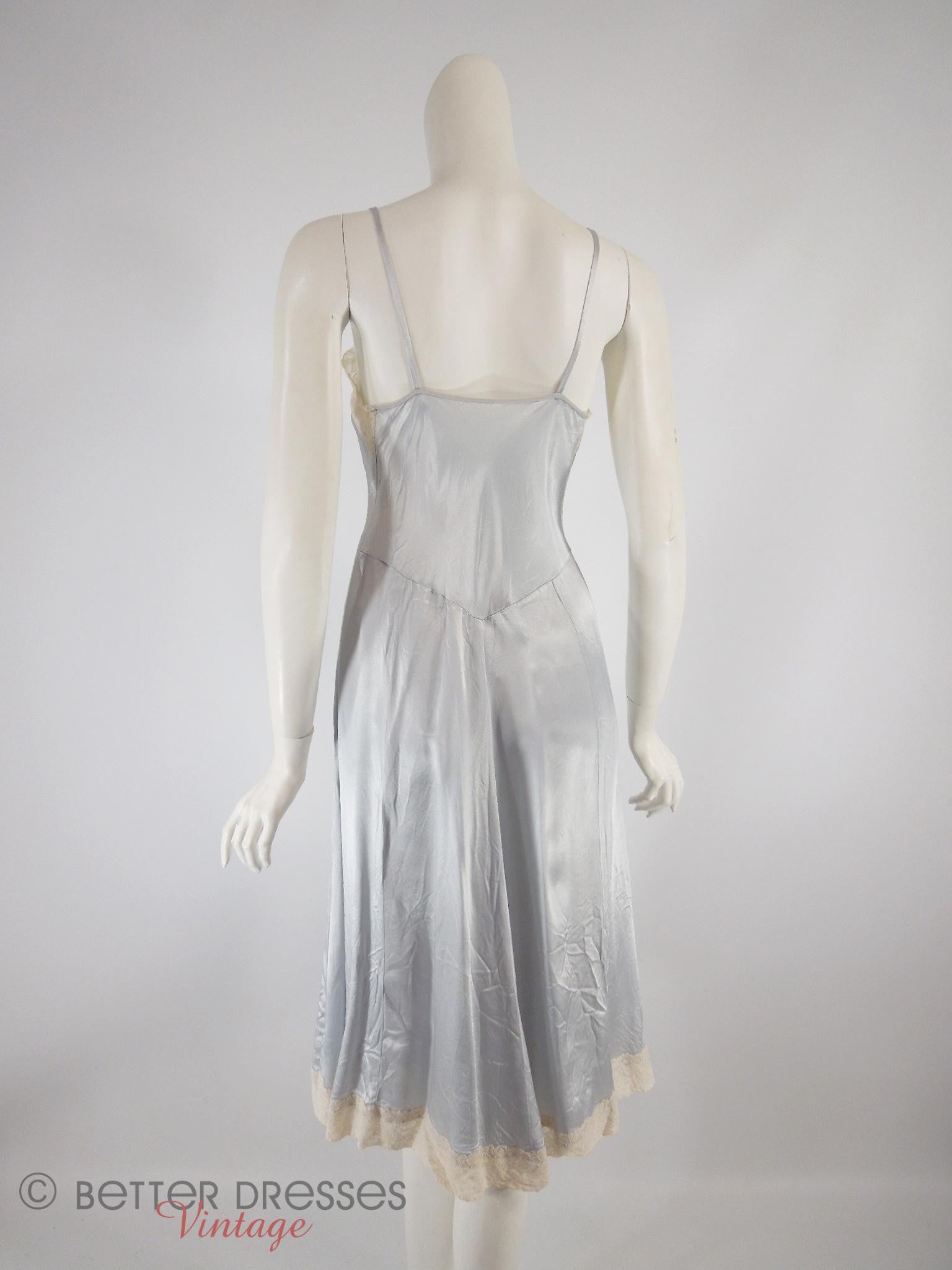 vintage slip dresses Vintage Slip Dress or Nightie in Ice Blue With Ecru Lace