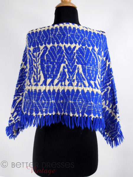 50s or 60s Mexican Blue Wool Poncho