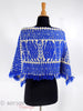 50s or 60s Mexican Blue Wool Poncho - back