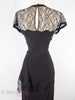 50s Lace Bodice Sheath Dress - on dress form, back