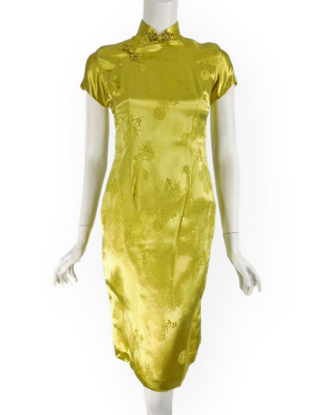 50s/60s Cheongsam Ki Pao in Acid Yellow