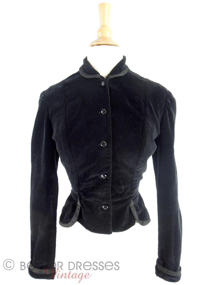 50s Black Velvet jacket - front view