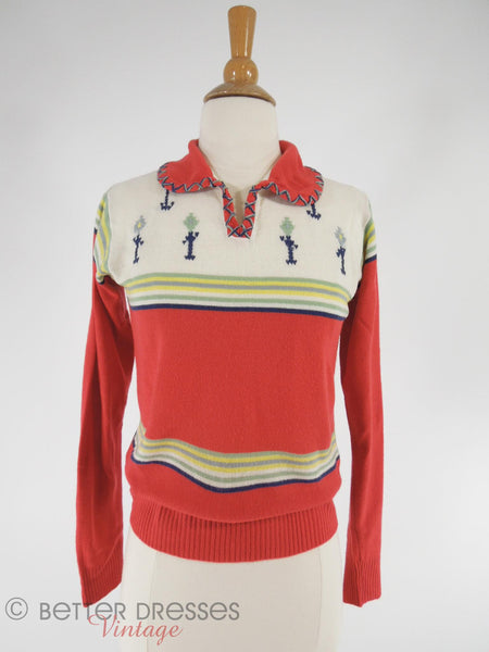 70s Embroidered Sweater